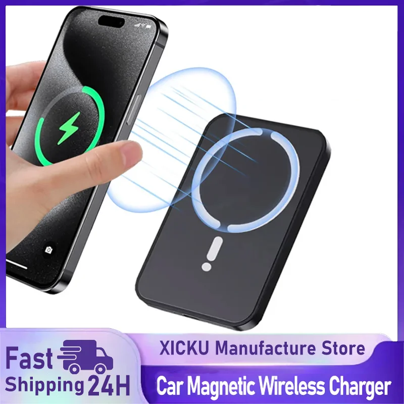 Wireless Car Charger Mount Fast Charging - ที่ชาร์จไร้สายในรถยนต์แบบแม่เหล็ก ที่ยึดโทรศัพท์ GPS สำหรับช่องแอร์ รองรับ Magsafe