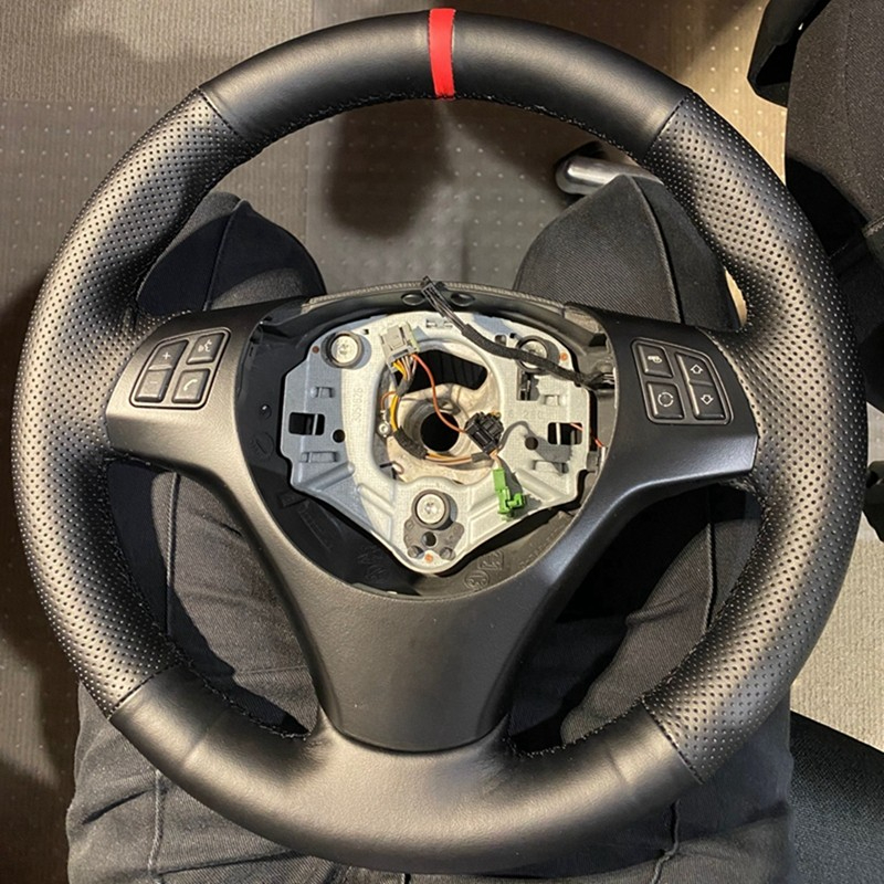 Car Steering Wheel Cover Anti Slip Breathable - Anti-SLIP รถอุปกรณ์เสริมหนังสีดําพวงมาลัยรถ Braid สําหรับ BMW M