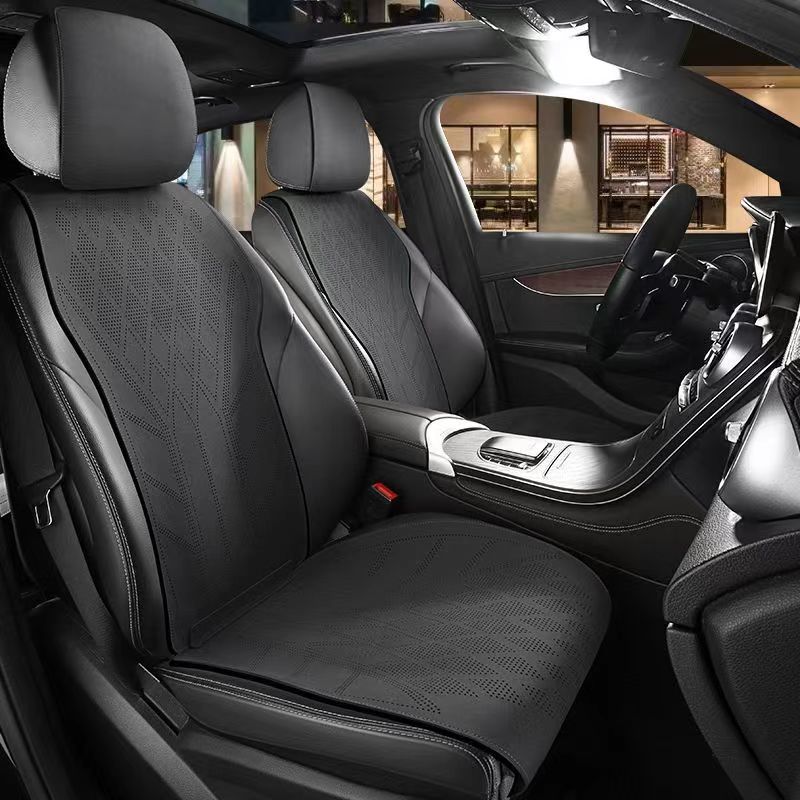 Leather Car Seat Covers Full Set Universal - ชุดหุ้มเบาะรถยนต์หนังกลับ 5 ที่นั่ง ป้องกันการลื่นไถล พร้อมอุปกรณ์ตกแต่งภายในรถยนต์ ชุดหุ้มเบาะรถยนต์แบบเต็มชุด