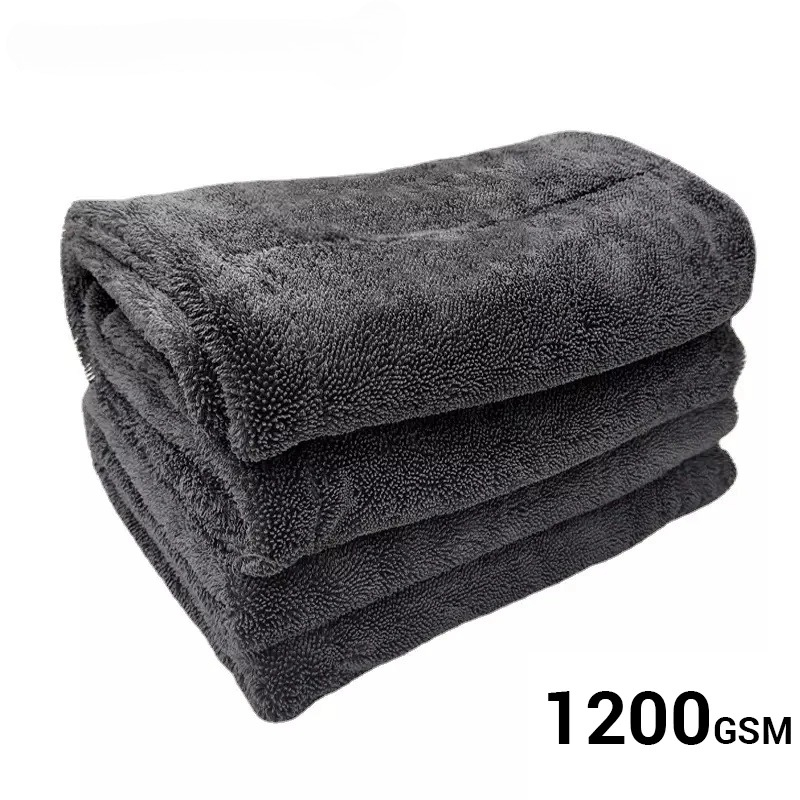 Microfiber Car Drying Towel Super Absorbent - ผ้าไมโครไฟเบอร์สำหรับล้างรถ 1200GSM แบบสองด้าน ซึมซับน้ำได้ดีเยี่ยม สำหรับเช็ดทำความสะอาดและเช็ดแห้ง อุปกรณ์เสริมสำหรับล้างรถยนต์