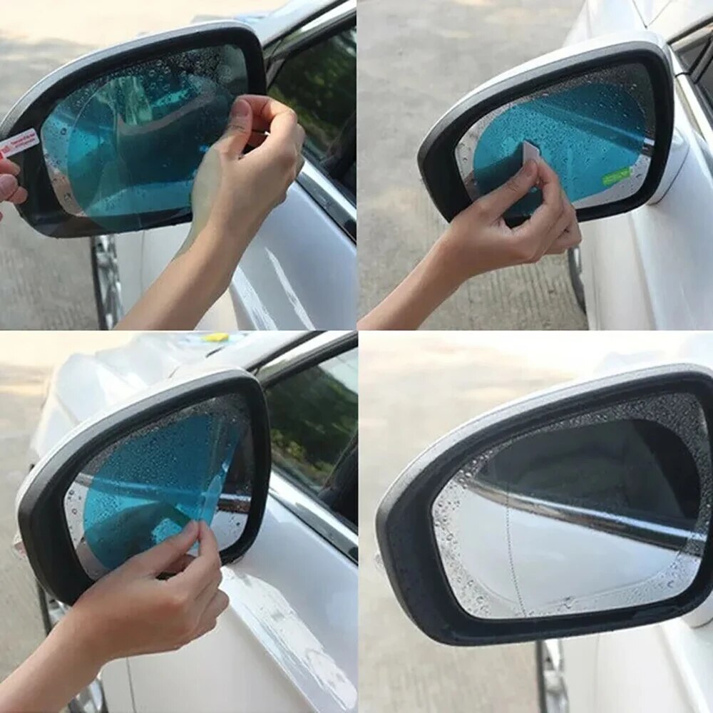 Anti Glare Car Rearview Mirror Film - ฟิล์มกันฝ้า กันแสงสะท้อน กันฝน สำหรับกระจกมองหลังรถยนต์ 2 ชิ้น