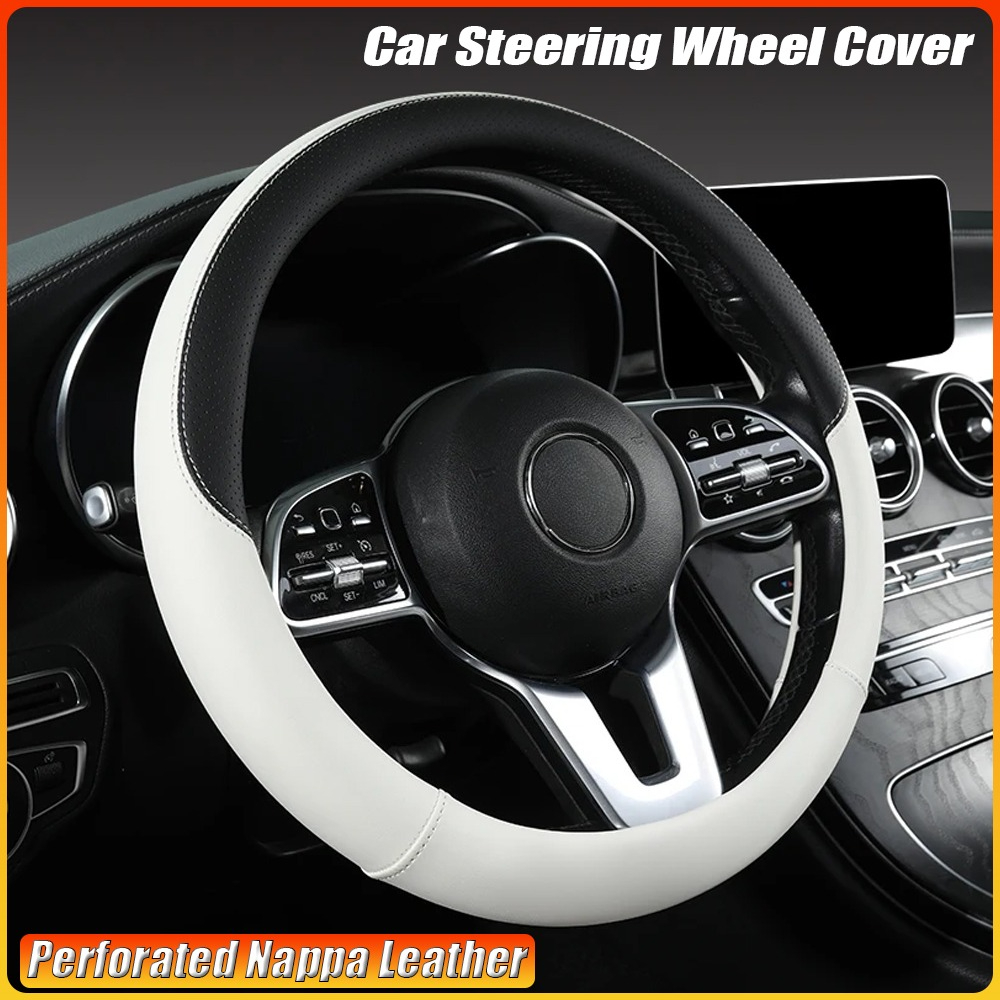 Car Steering Wheel Cover Anti Slip Breathable - Perforated Nappa หนังพวงมาลัยรถ WARM ในฤดูหนาวและ Cool