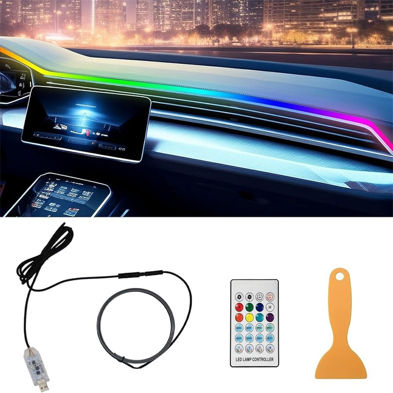 Led Ambient Interior Car Lights App Control - สีสัน LED ภายในรถซ่อน App รีโมทคอนโทรลบรรยากาศโคมไฟ USB