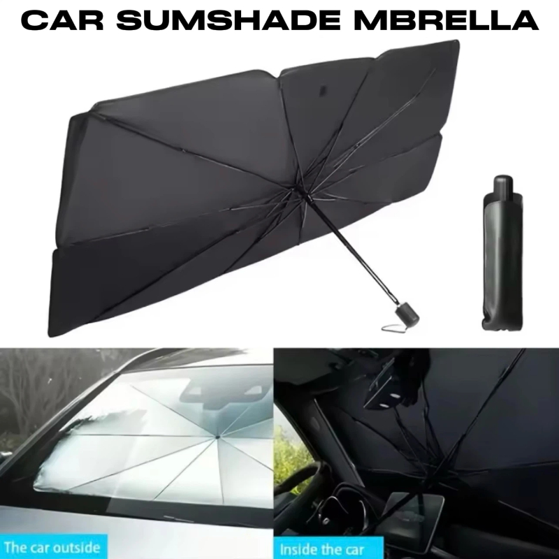 Car Sunshade Windshield Umbrella Foldable - ร่มบังแดดพับได้สำหรับกระจกหน้ารถ, เคลือบเงินป้องกันรังสียูวี, ฉนวนกันความร้อน, อุปกรณ์ป้องกันแสงแดดแบบพกพาสำหรับรถยนต์