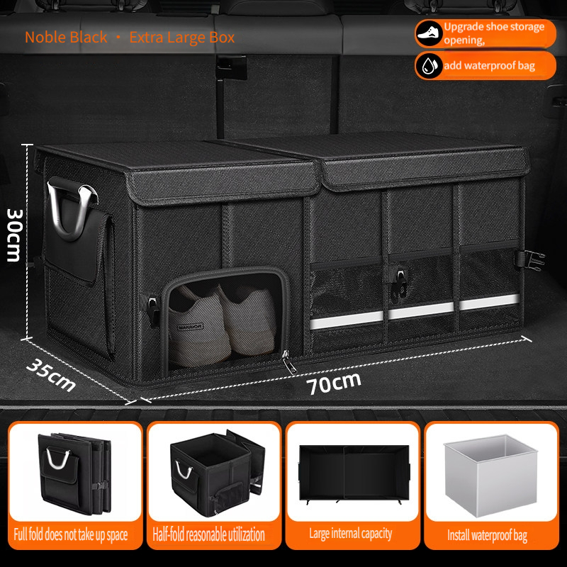 Car Trunk Organizer Foldable Storage Box - กระเป๋าเก็บของกันน้ำแบบพับได้ 95 ลิตร ทำจากผ้าอ็อกซ์ฟอร์ด ความจุขนาดใหญ่ สำหรับจัดระเบียบท้ายรถ