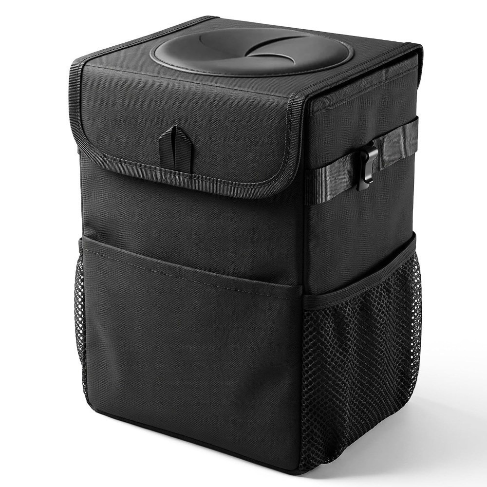 Waterproof Car Trash Can With Lid - ถังขยะในรถยนต์แบบพับได้ มีฝาปิด ช่องเก็บของ ถังขยะในรถแบบแขวน บุซับในกันน้ำ สำหรับใช้ในรถยนต์