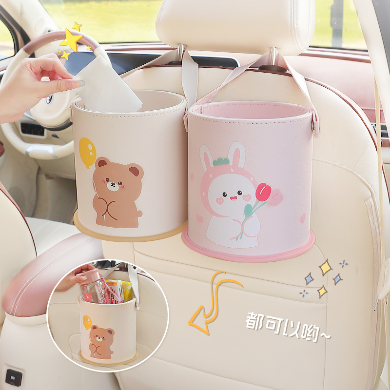 ถังขยะในรถยนต์ลายการ์ตูนแบบแขว - Waterproof Car Trash Can With Lid บทวิจารณ์และราคา