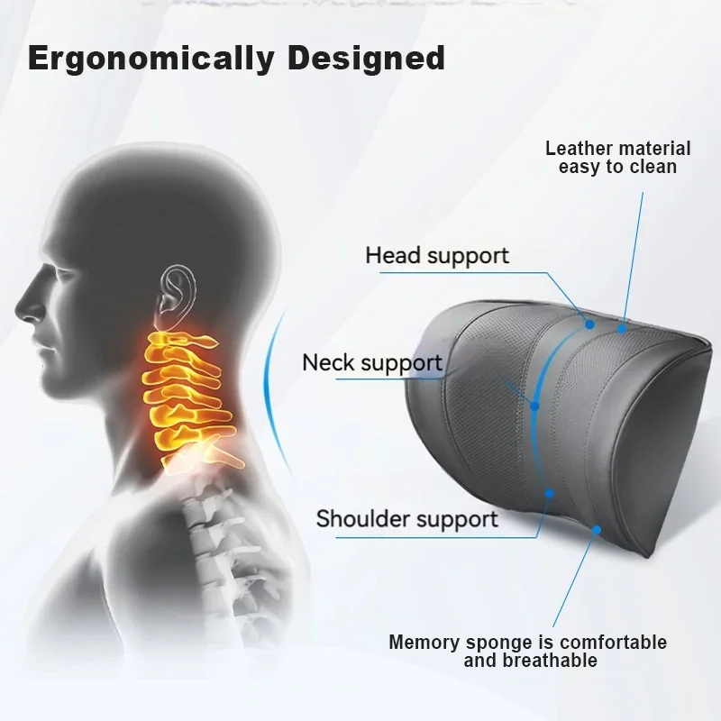 รถหนังที่นั่งเบาะรองศีรษะ Mult - Memory Foam Car Neck Pillow Lumbar Support บทวิจารณ์และราคา