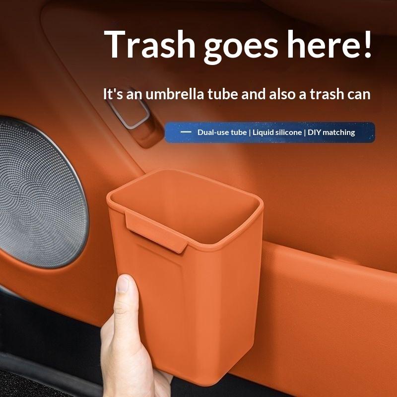 กล่องเก็บของซิลิโคนติดประตูรถย - Waterproof Car Trash Can With Lid บทวิจารณ์และราคา