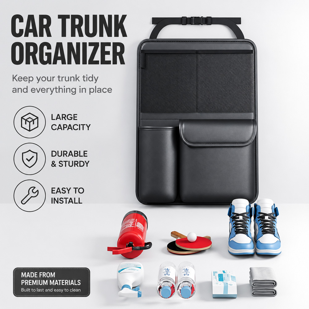 กระเป๋าจัดระเบียบท้ายรถแบบพับไ - Car Trunk Organizer Foldable Storage Box บทวิจารณ์และราคา