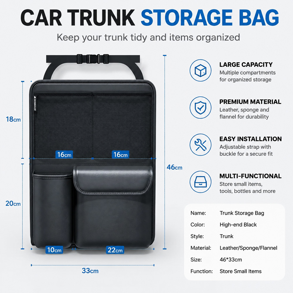 กระเป๋าจัดระเบียบท้ายรถแบบพับไ - Car Trunk Organizer Foldable Storage Box บทวิจารณ์และราคา