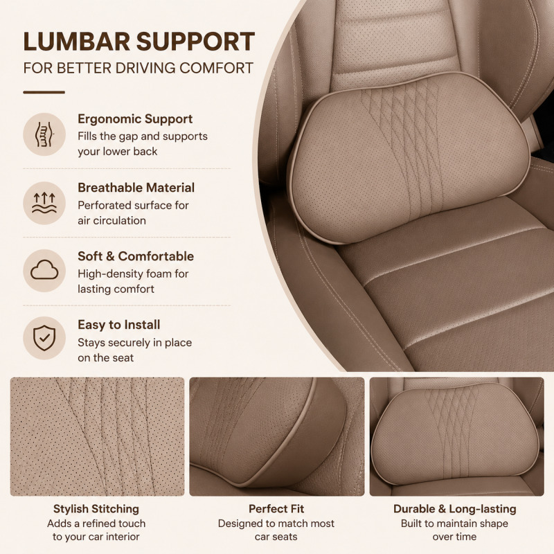 หมอนรองคอในรถยนต์ โฟมเมมโมรี่  - Memory Foam Car Neck Pillow Lumbar Support บทวิจารณ์และราคา