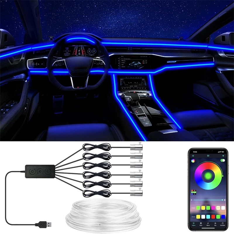 ไฟเส้น EL แบบยืดหยุ่น ควบคุมผ่ - Led Ambient Interior Car Lights App Control บทวิจารณ์และราคา
