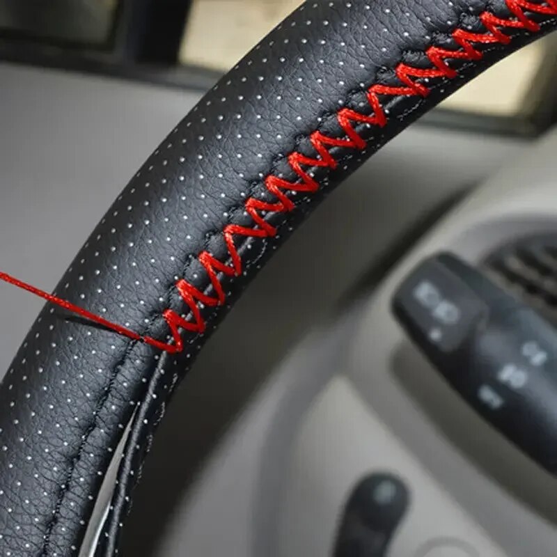 Universal รถหนังพวงมาลัย Stitc - Car Steering Wheel Cover Anti Slip Breathable บทวิจารณ์และราคา