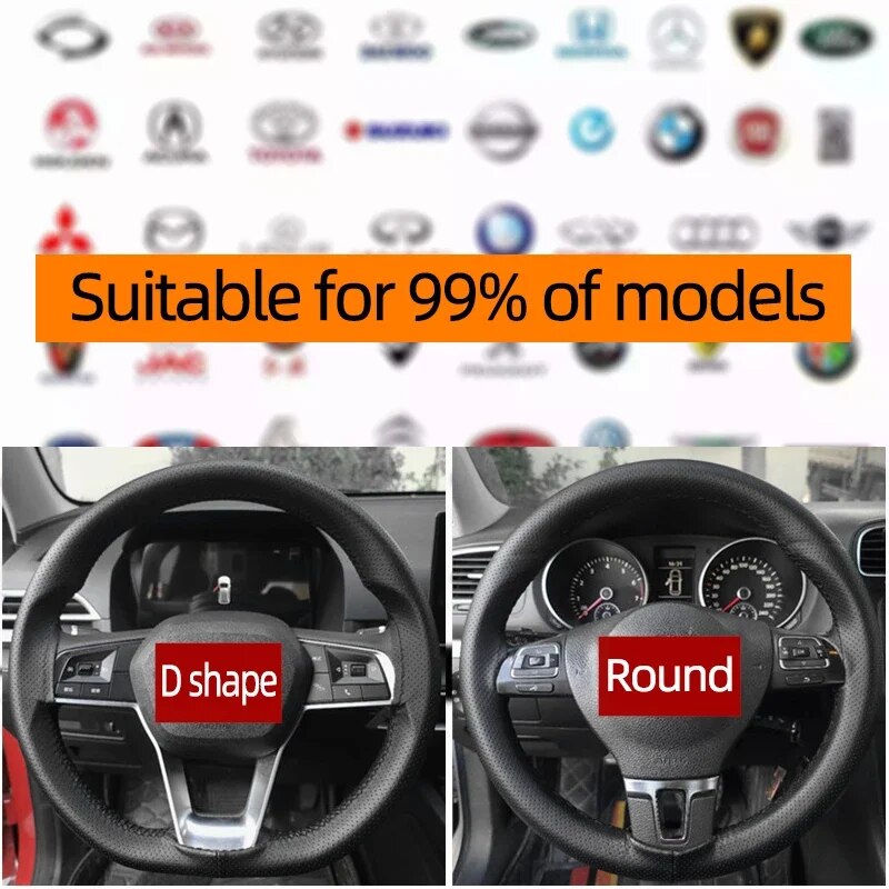 Universal รถหนังพวงมาลัย Stitc - Car Steering Wheel Cover Anti Slip Breathable บทวิจารณ์และราคา