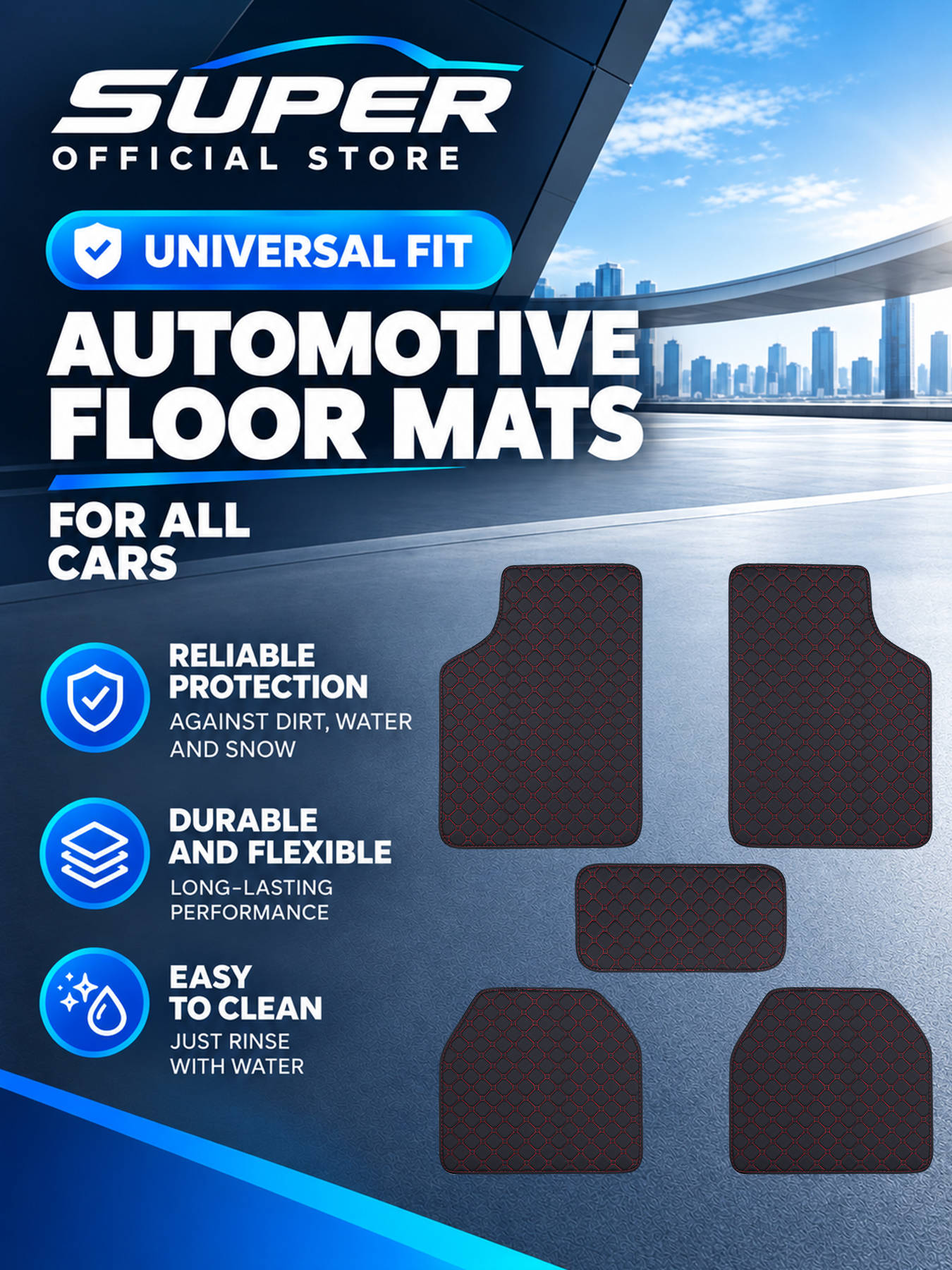 ชุดพรมปูพื้นรถยนต์ครบชุด ใช้ได - Car Floor Mats Universal Waterproof Leather บทวิจารณ์และราคา